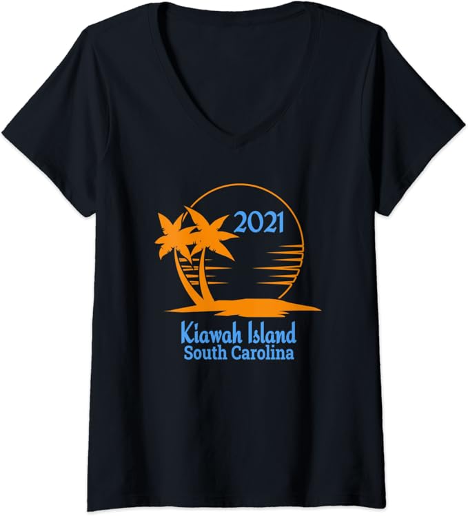 Womens Kiawah Island 2021 Family Vacation Gift VNeck TShirt Clothing